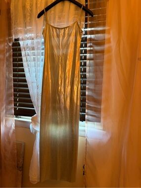 WeWoreWhat Satin Slip Dress in Light Silver BEAUTIFUL
